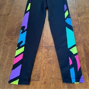 Vintage Danskin Pro USA Neon Colorblock Leggings Size Large Style 4911 80s/90s